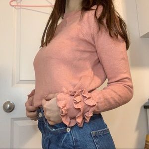 Pink Sweater with Ruffles